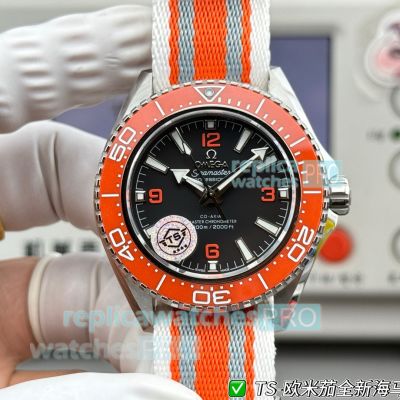 TS Factory Swiss Clone Omega Seamaster 600m Orange Ceramic Bezel NATO Strap Watch 